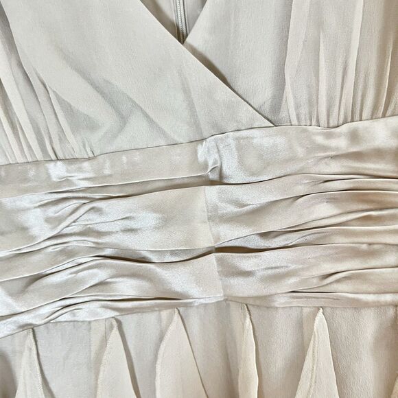 Maggy London Silk Dress Vintage Champagne Ruffles Womens Size 8 NWT - Picture 4 of 9